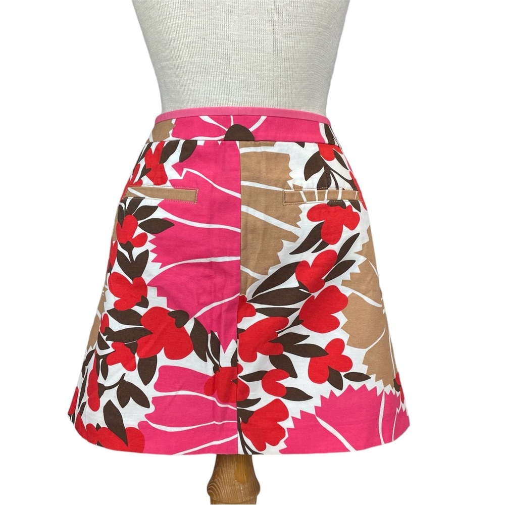 J. Crew Cotton Floral Print Canvas Mini Skirt in Pink White Tan & Red Size 6 - Picture 3 of 12
